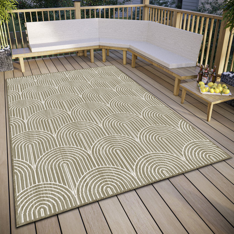 Pangli Machine Woven Linen/White Indoor/Outdoor Rug, Rectangle 80cm x 150cm