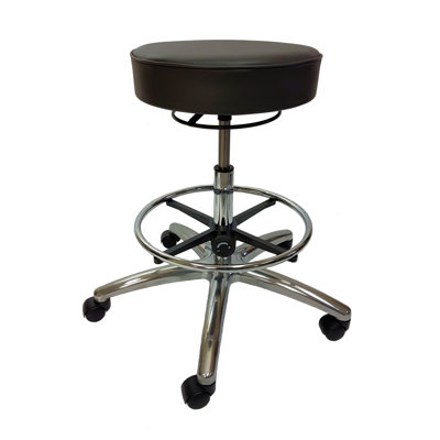Adjustable Height Ergonomic Lab Stool with Footring and Wheels
