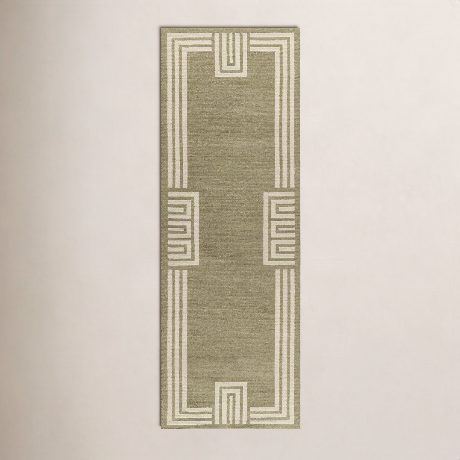 Theresa Green Hand-Woven Geometric Wool Rug, 2'6" X 8' Runner