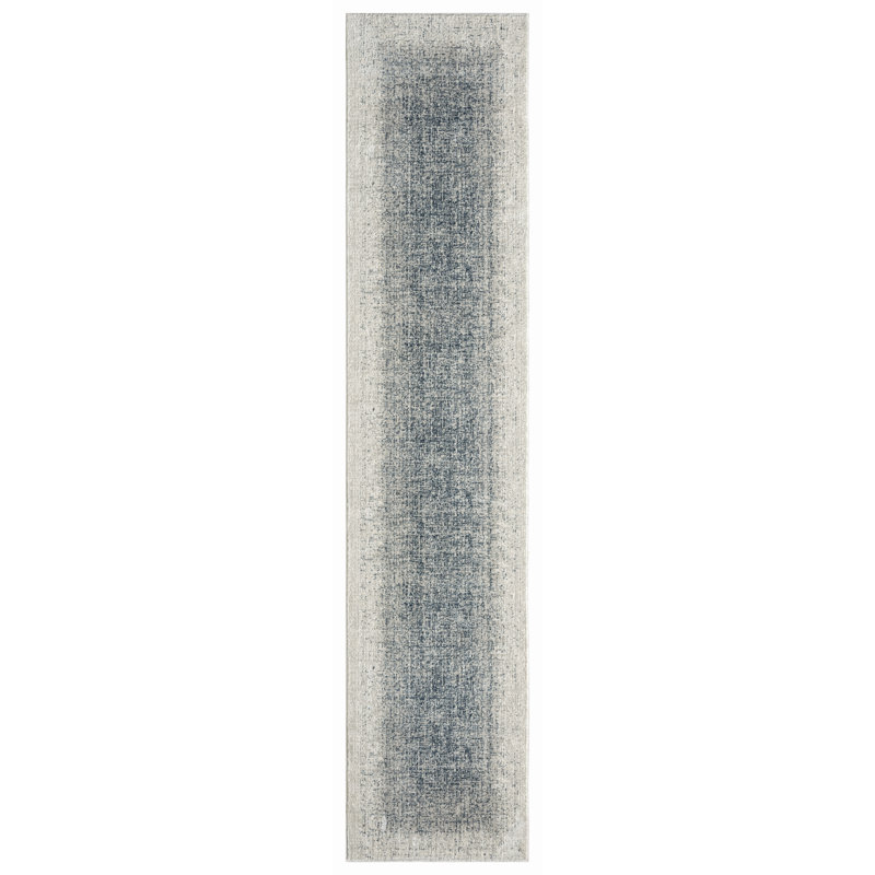 Tapis d'intérieur moderne bleu ivoire DKNY Grand Street, Tapis de couloir 2 pi 2 po x 10 pi