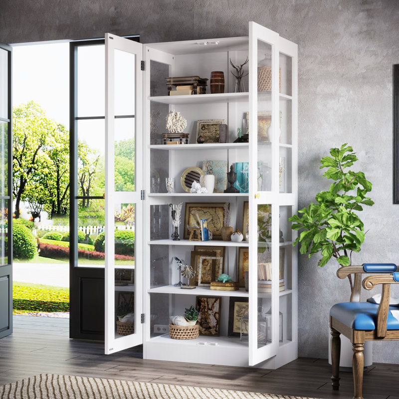 6-Tier Glass Door Display Case Curio Cabinet