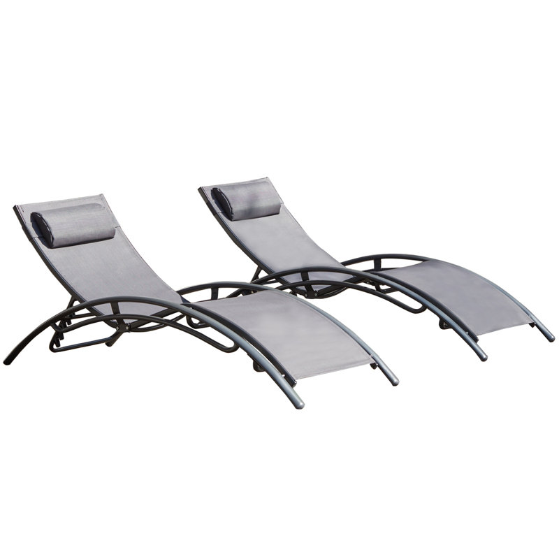 Chaise longue inclinable 66,9 po Tarazon, Gris clair