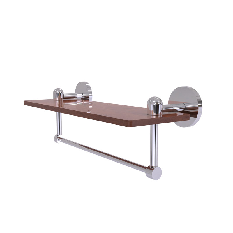 Tablette murale unie bois ironwood Itzhak, Chrome poli, H 5 po x l 16 po x P 5 po
