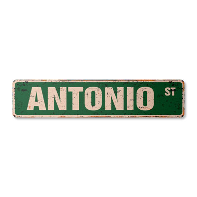 Antonio Street Sign Aluminum 4" X 18"