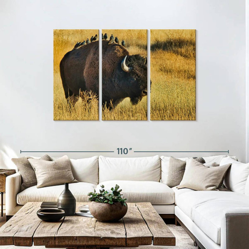Brampt Birds On Bison, 48" H x 74" W