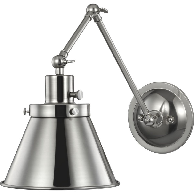 Lampe murale avec bras pivotant 1 lumière Oakpark, Nickel brossé