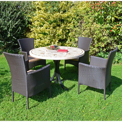 Montpellier Mosaic Dining Table with 4 STOCKHOLM Chairs Garden Set
