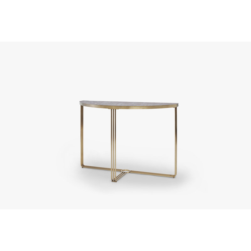 Ariss Console Table, Brass, Dark Stone