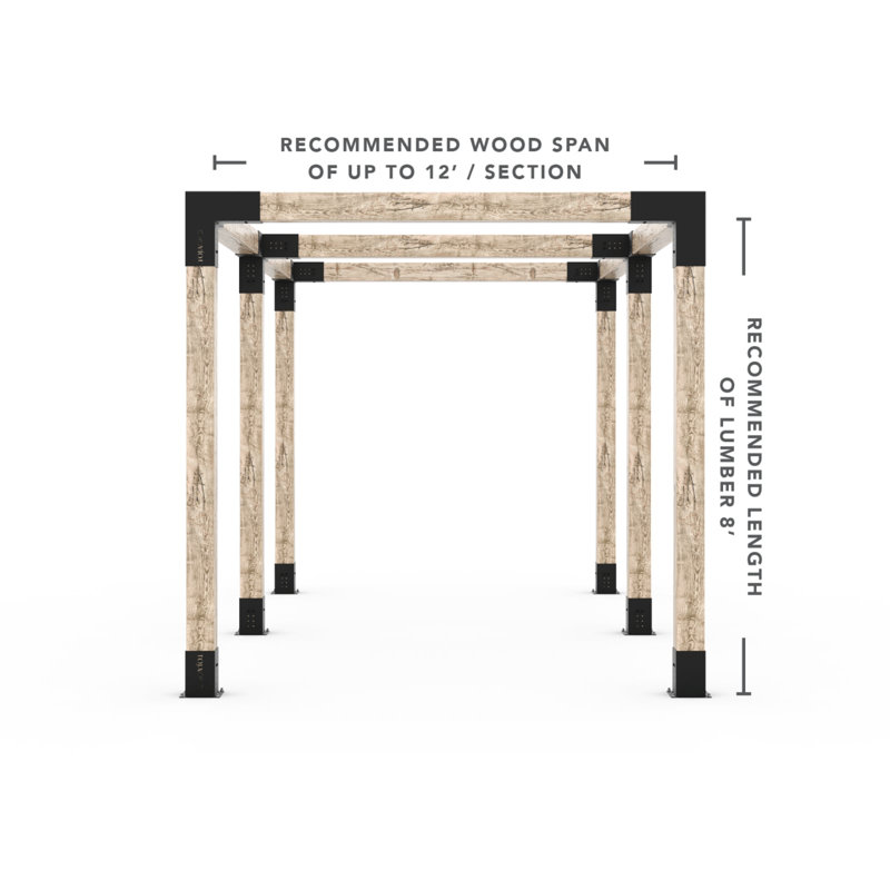 Ensemble de pergola double pour poteaux en bois 6 x 6 Toja, 96" H x 72" W x 72" D