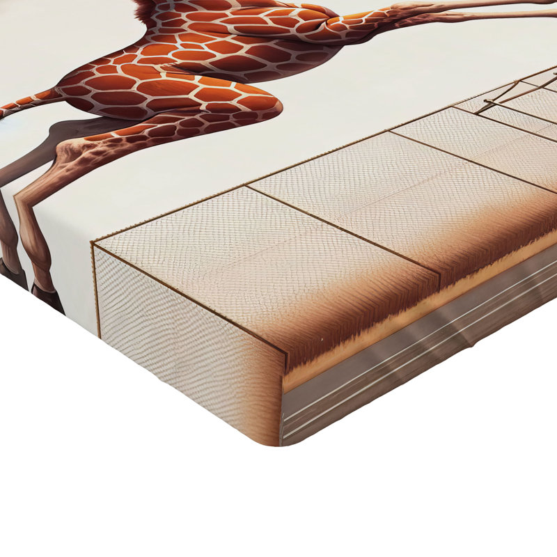 Drap-housse Ambesonne Basketball Humour Drôle de girafe Dunk Cannelle Blanc cassé, Grand