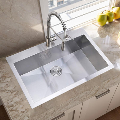 Évier de cuisine encastré en acier inoxydable 33 po x 22 po avec grille à vaisselle et crépine Tayanuc