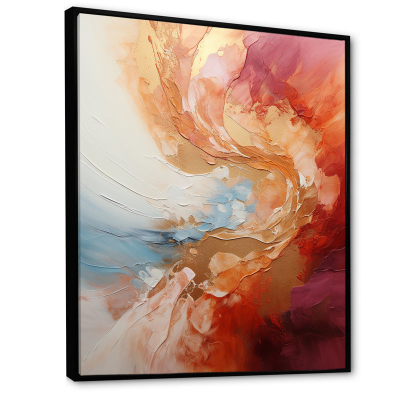 «Gold Pink Desert Mirage» en spirale sur toile, Cadre flottant noir, H 32 po x l 24 po