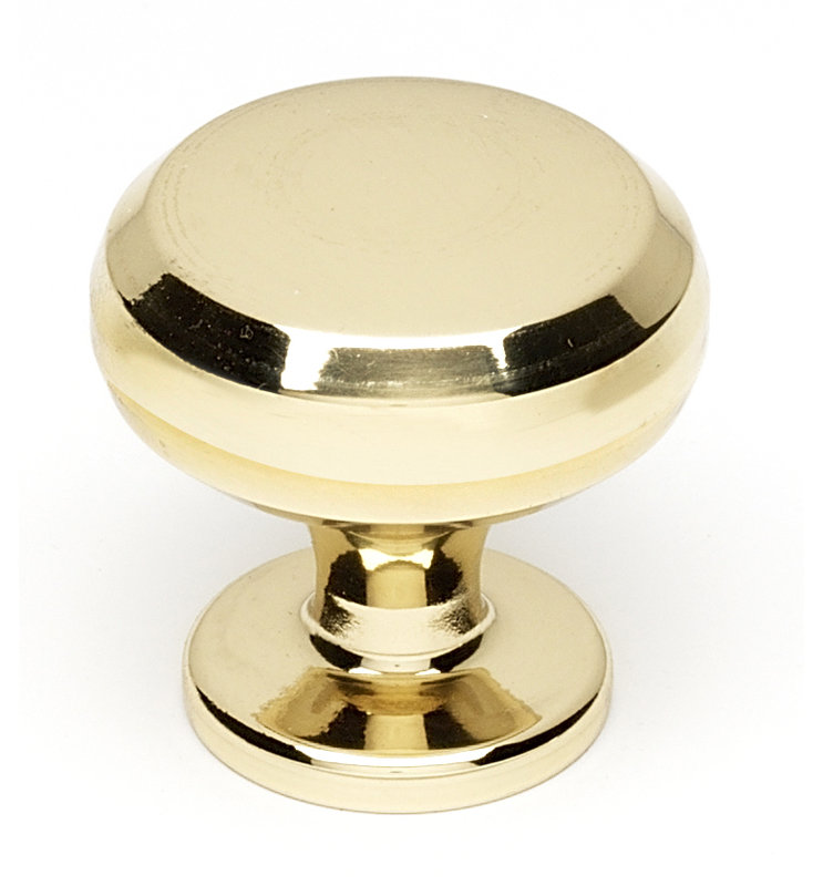 Mushroom Knob, Polished Brass, 1" H x 1" W x 0.63" D