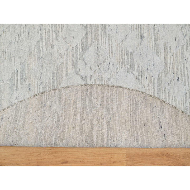 Tapis oriental rond gris en laine naturelle nouée à la main 6 pi x 6 pi 893A26C823BD46F1A622C512562747CF