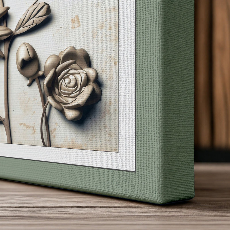 Study: Daisies Botanical - Wrapped Canvas, 24x16 - 61.0 x 40.6 cm, Sage Border