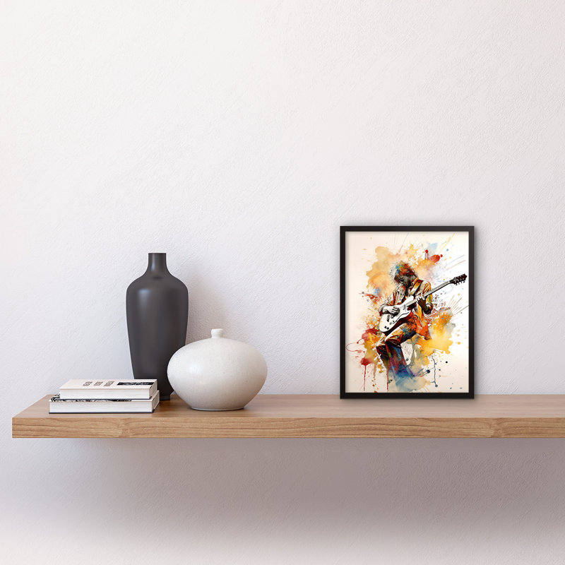 Guitarist Musician Playing Solo On Electric Guitar - Single Picture Frame Print