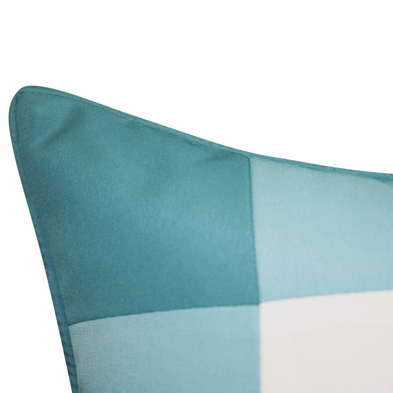 Edie@Home Gingham Outdoor Reversible Throw Pillow, Turquoise