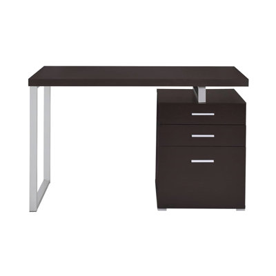 Bureau Cappuccino avec deux tiroirs et un rangement de fichiers adéquat