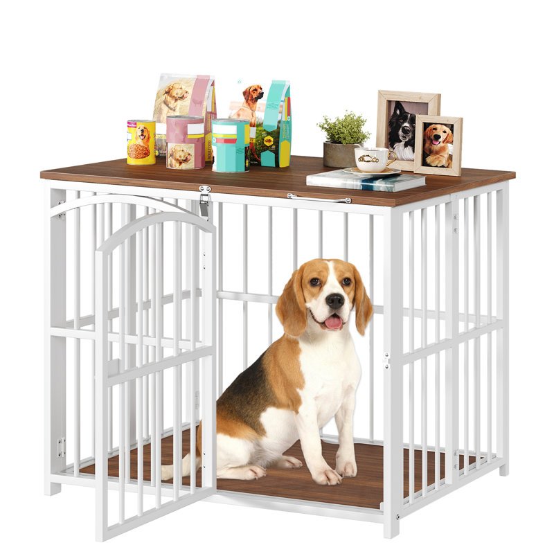 Foliding Dog Crate Furniture, Dog Kennel Indoor With Flip-up Top