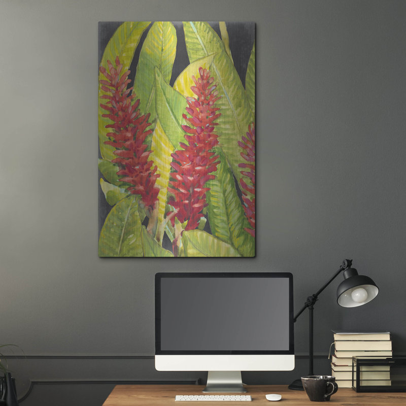 Art mural en métal «Red Tropical Flowers I» par Tim O'Toole, H 36 po x l 24 po