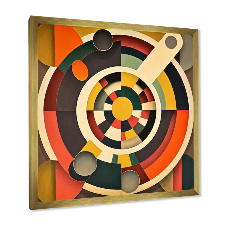 Mid-Century rétro circulaire Visions - impression, H 36 po x l 36 po x P 1,5 po, Cadre doré à une seule photo