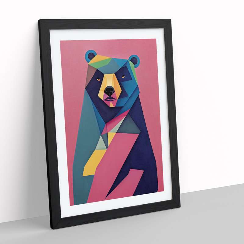 XV1022-4889X Unusual Bear Abstract - Wall Art, 66cm H x 48cm W, Black Framed Paper, No Matte