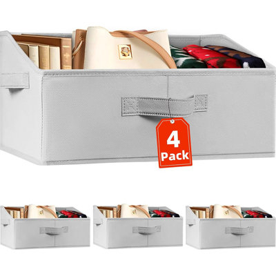 4-Pack Collapsible Fabric Closet Storage Bins – Large Trapezoid Organizer Baskets With Handles For Clothes, Toys, Blankets, Towels, Purses, And Hats