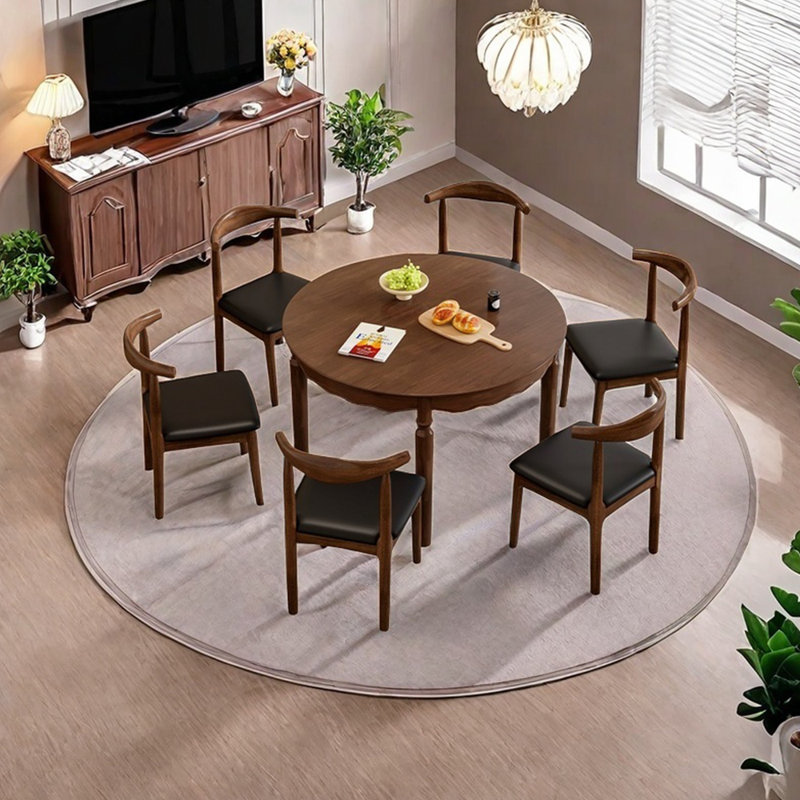 Rubber wood creative dining table set, 7
