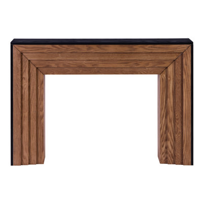 47In Contemporary Wood Table, High - Quality Manufactured Fir, Black Top, Natural Inner Frame, Stable For Decor, Entryway Piece 46.58In Depth Rustic Two Tone Finish, Spacious Long Lasting Use