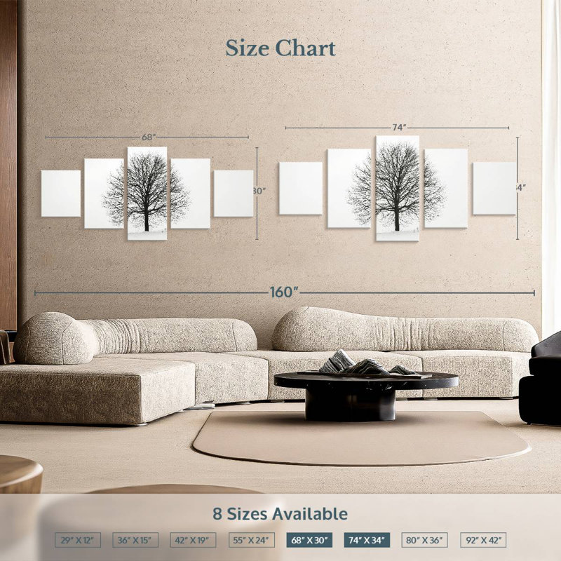 Arbre solitaire, H 34 po x l 74 po