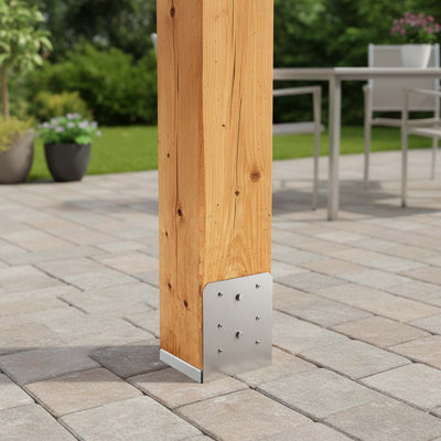 2Pcs Stainless Steel Adjustable 4"x4" Post Base 3.5x3.5 Internal Decorative Anchor Plate for Pavilion Deck Porch