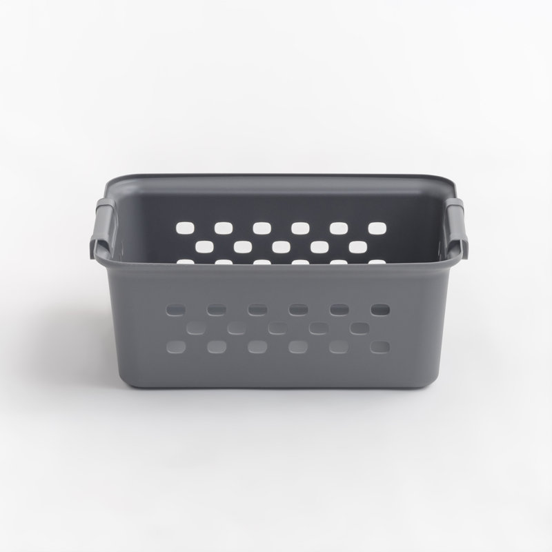 IRIS Medium Plastic Storage Baskets, Gray, 4.25" H x 8.75" W x 11.125" D