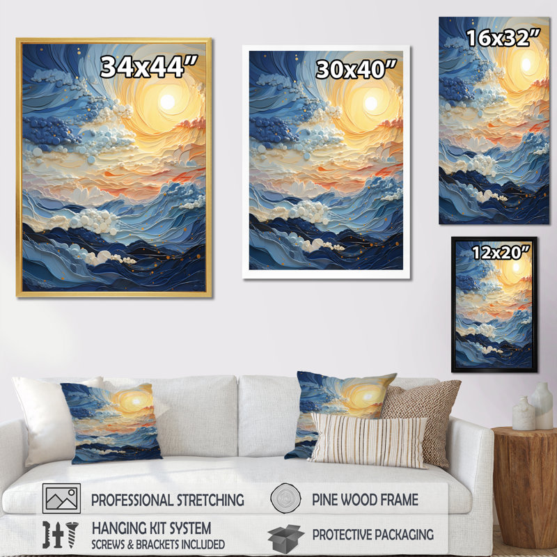 «Yacoub Clouds Whispers of Clouds II», reproduction sur toile, Cadre photo noir, H 32 po x l 16 po x P 1 po