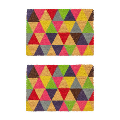 Nicola Spring - Coir Door Mats - Triangles - Set of 2
