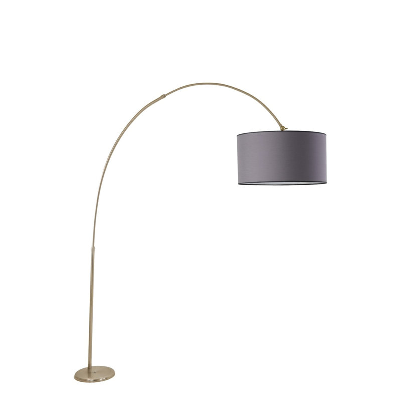 Ziggy 220cm Arched Floor Lamp, Chrome, Light Grey