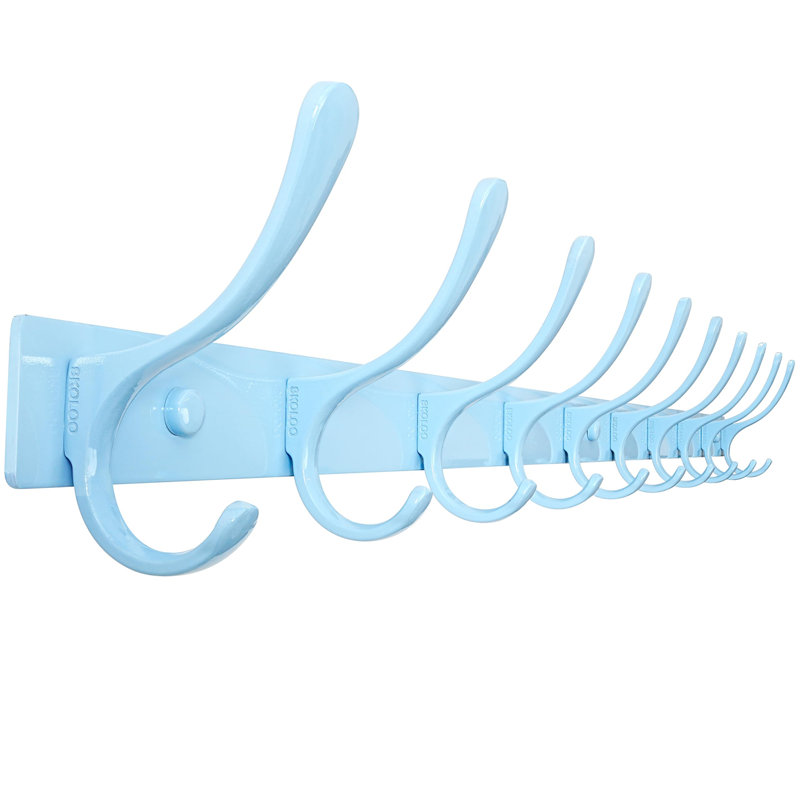Stainless Steel Wall Mounted Required 10 - Hook Wall Mounted Coat Rack, Blue
