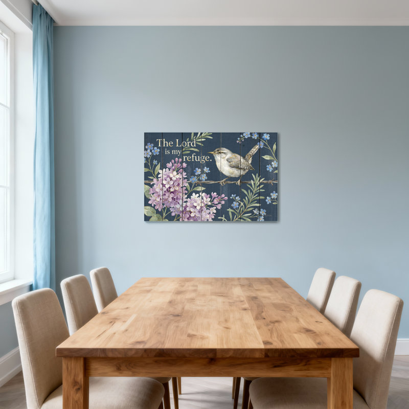 Texte et chiffres Oiseau sur fil avec fleurs et texte, H 12 po x l 18 po