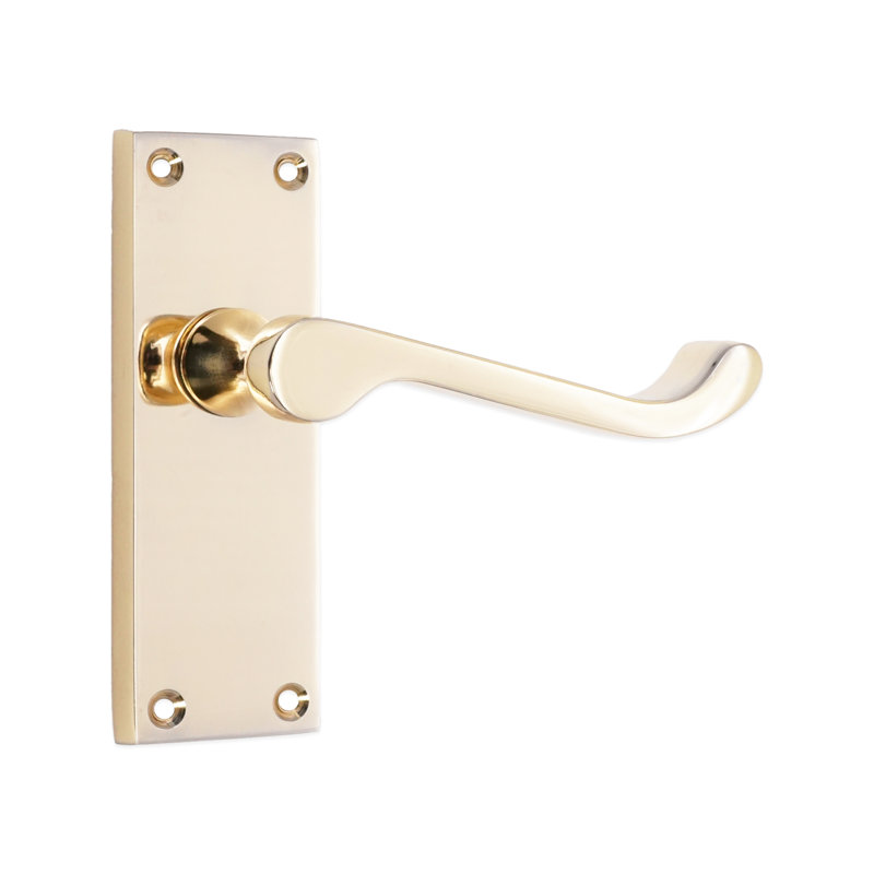 Victorian Scroll Latch Lever Handle 115mm Polished Brass