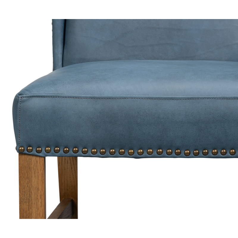Leather Dining Chair, Light Blue
