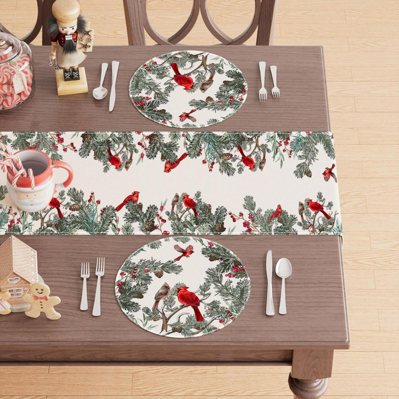 Ensemble de 4 napperons de table Cardinal Birds Winter Pine Christmas Christmas