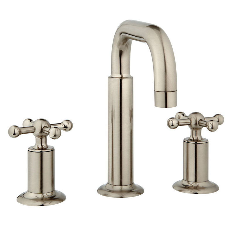Widespread Bathroom Faucet with Drain, Brushed Nickel
