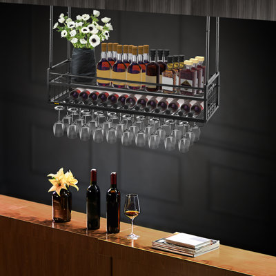 Avrumi Hanging Wine Bottle & Glass Rack