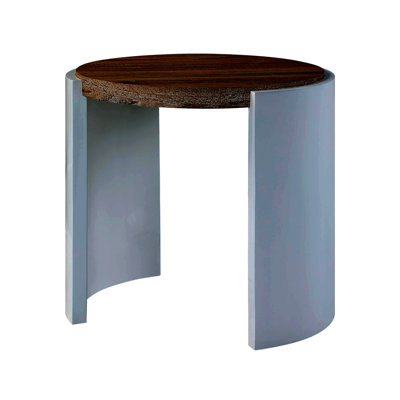Charmante table de bout en chêne et blanc brillant pour une décoration polyvalente