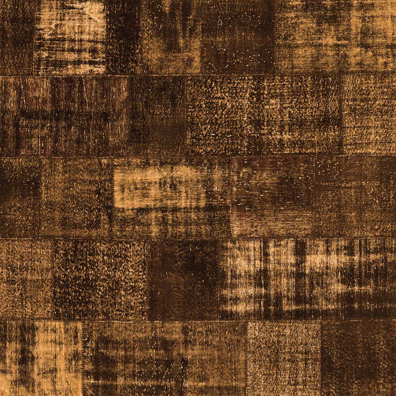 Tapis brun tissé à la machine Mja, Carré 3 pi