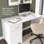 Bureau de bureau 54 "avec tiroir et armoire Orkurga, bureau d'ordinateur avec rangement, bois moderne, blanc-2088371719