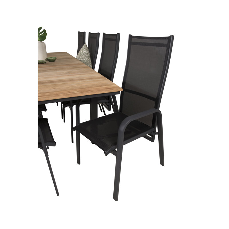 Anoki 8 - Person Teak Patio Dining Set with Extendable Rectangular Table
