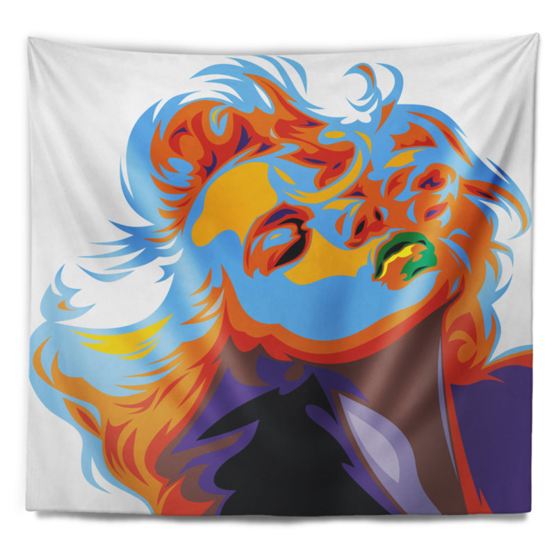 Tapisserie d'art de fille blonde de vecteur, H 32 po x l 39 po