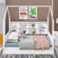 Lit double pleine grandeur avec lit escamotable, lit pour enfant avec tablette intégrée-2030428007