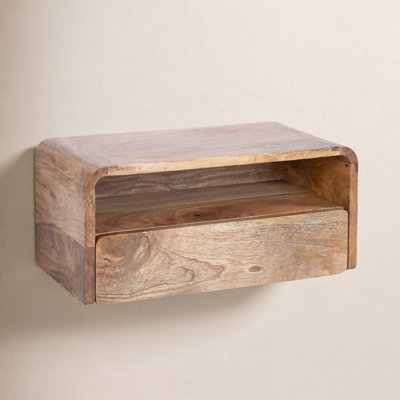 Langley Mango Floating Shelf with Drawer