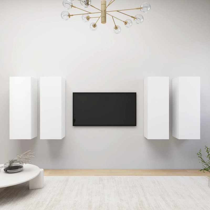 Ayeshia TV Stand, 90cm H x 30.5cm W x 30cm D, White